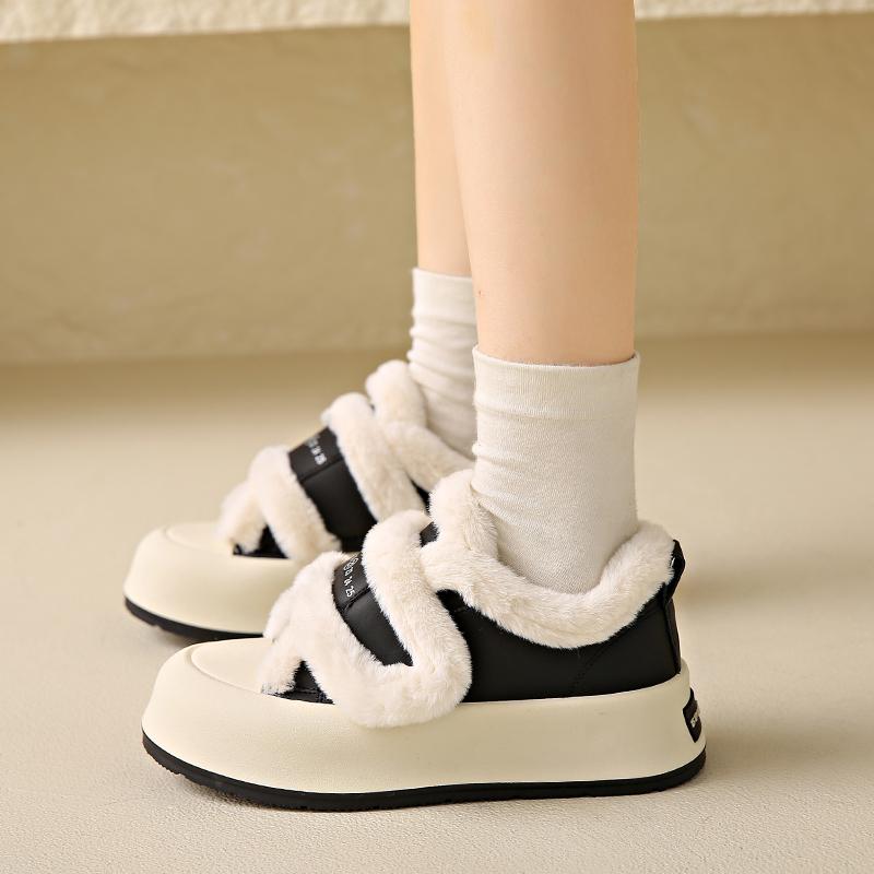 Women's Cotton Shoes Winter 2024: Soft-Sole Plus Velvet White Sneakers with Magic Stickers, Size 34.
