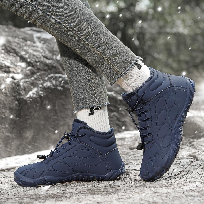 Fashion Men's Ankle Boots 2024 New Winter Outdoor Warm Snow Boots Anti Slip Couple Boots Five Finger Outdoor Cotton Shoes High Top Snow