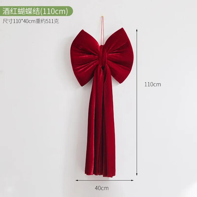 200cm Large Christmas Bow Pendant Red Velvet Xmas Tree Bowknot Pendant Ornaments for Home Decor New Year Party Gifts Decoration