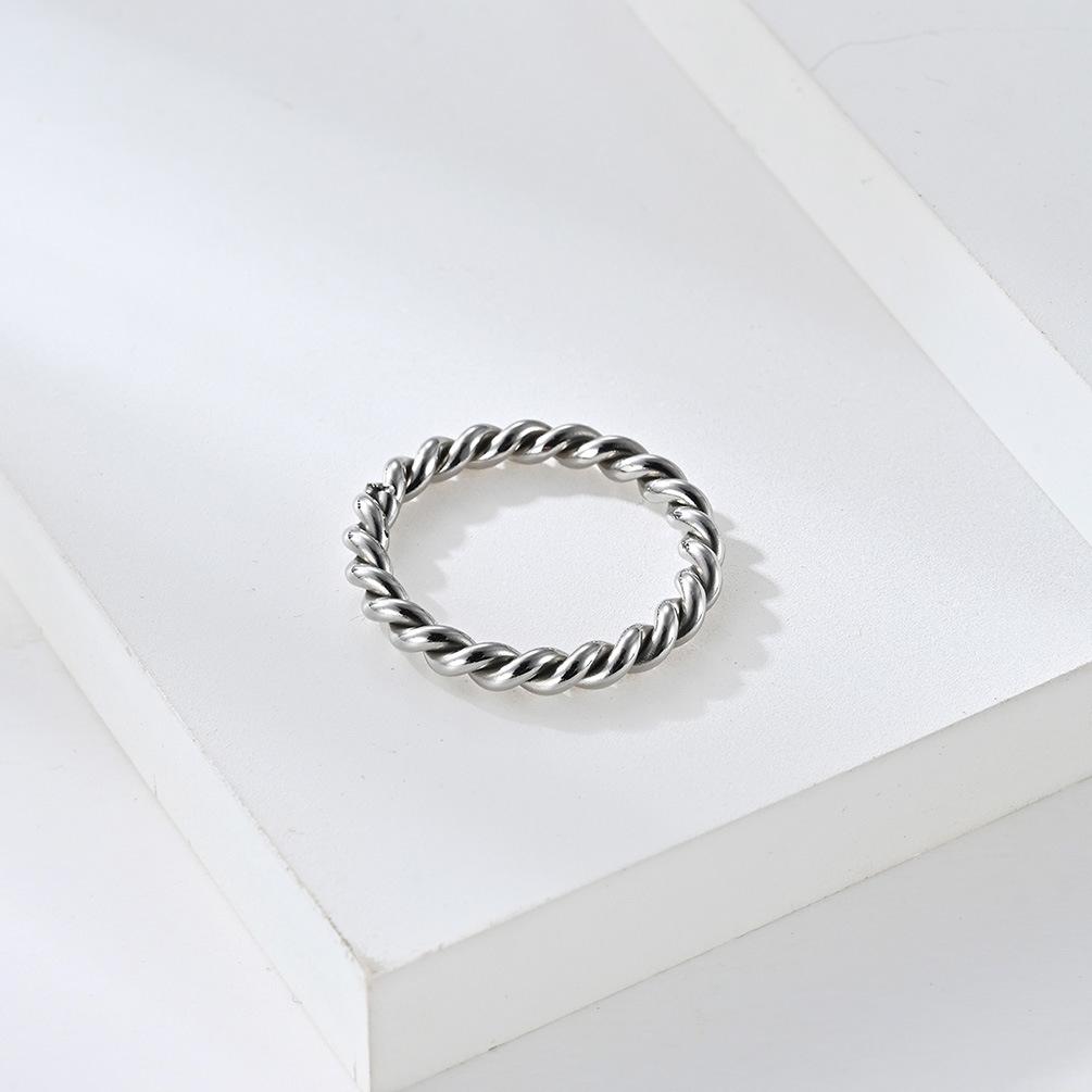 2026 Simple Style Multi-strand Spiral Weaving Twist Ring Ring Literary Trendy Male Neutral Index Finger Couple Ring