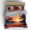 Sunset Beach With Palm Trees Print Bedding Set 1 Duvet Cover 2 Pillowcases For Adult And Children Luxury Gift Full Size