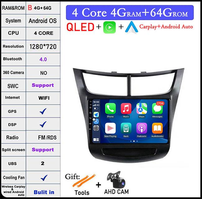 9'' For Chevrolet Sail Aveo 2015 - 2019 Android 14 Car Radio Carplay GPS Navigation Video Stereo Multimedia Player 5G Wifi