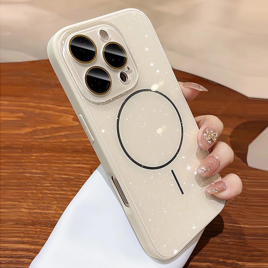 Luksusowe Brokatowe Etui Magsafe do iPhone 15 16 Plus 13 12 14 11 Pro Max Ochrona Aparatu Ładowanie Bezprzewodowe Pokrowiec PC dla iPhone16