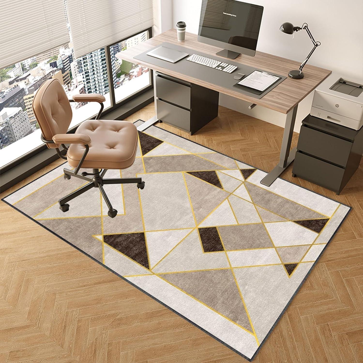 

VIKAMA Modern Geometric Office Carpet Game Room Non-Slip Chair Pad Office Bedroom Dressing Table Floor Mat Home Decoration 60x90cm 24x36inch