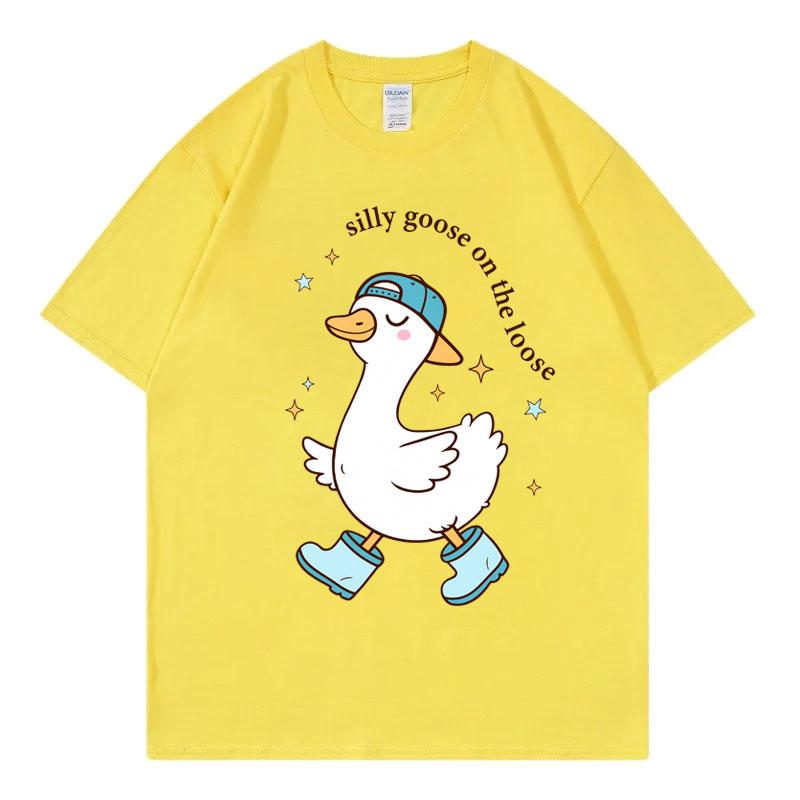 Silly Goose On The Loose Boy Funny Meme T Shirt Harajuku Y2k Style Short Sleeve Tshirt Unisex Unisex Casual Loose Cotton Tshirts