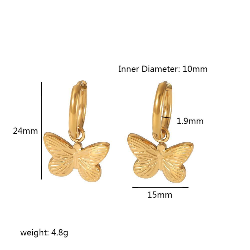 Animal Insect Stainless Steel Earrings With Electroplated Colorful Bee Butterfly For Women Style F