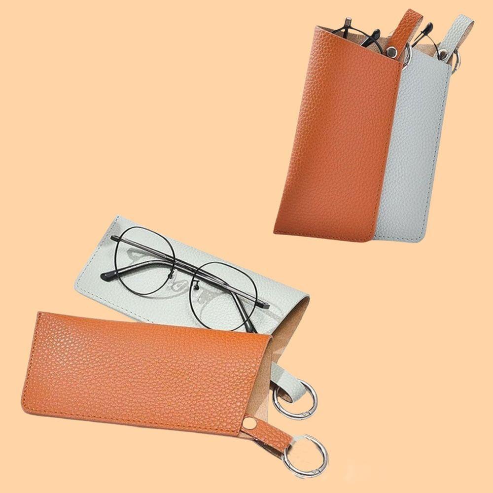 Solid Color Sunglasses Storage Bag with Keyring Hanging Sunglasses  Eyewear Accessories
