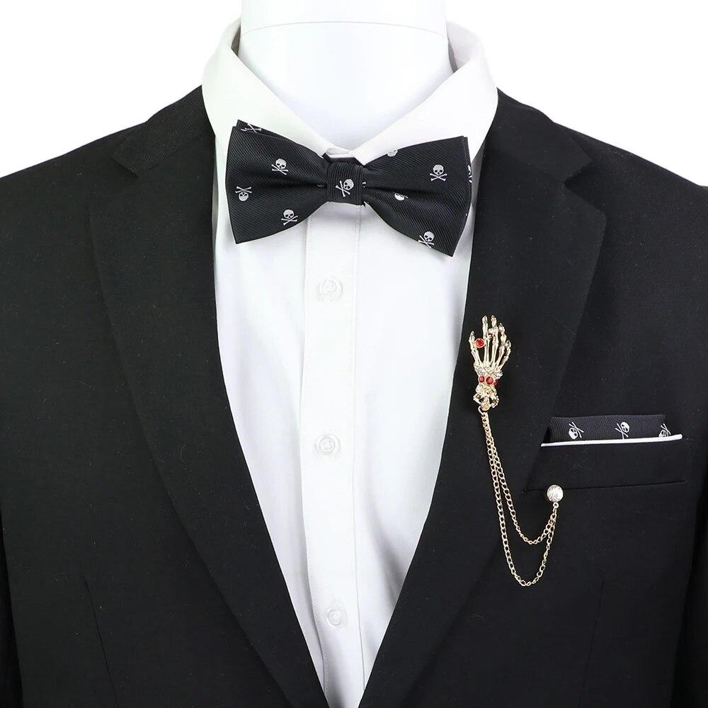 Набір краваток-метеликів, візерунок із зображенням черепа-дракона, чоловіки, платок із метеликами, брошка з китицями, весілля, вечірка на Хелловін,