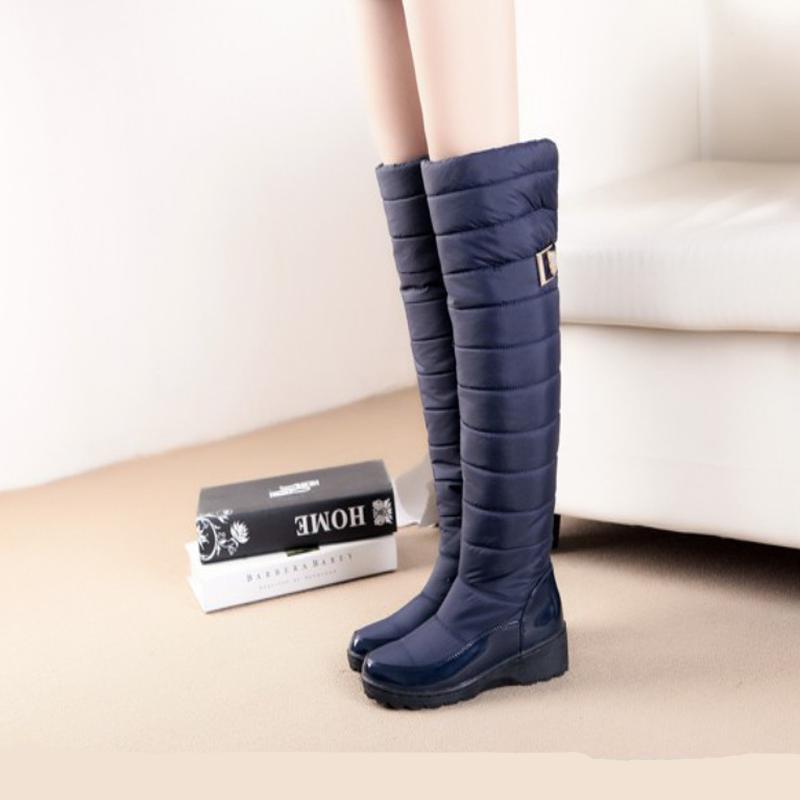 Женские зимние сапоги выше колена теплая обувь на меху 44 синий 4100₽