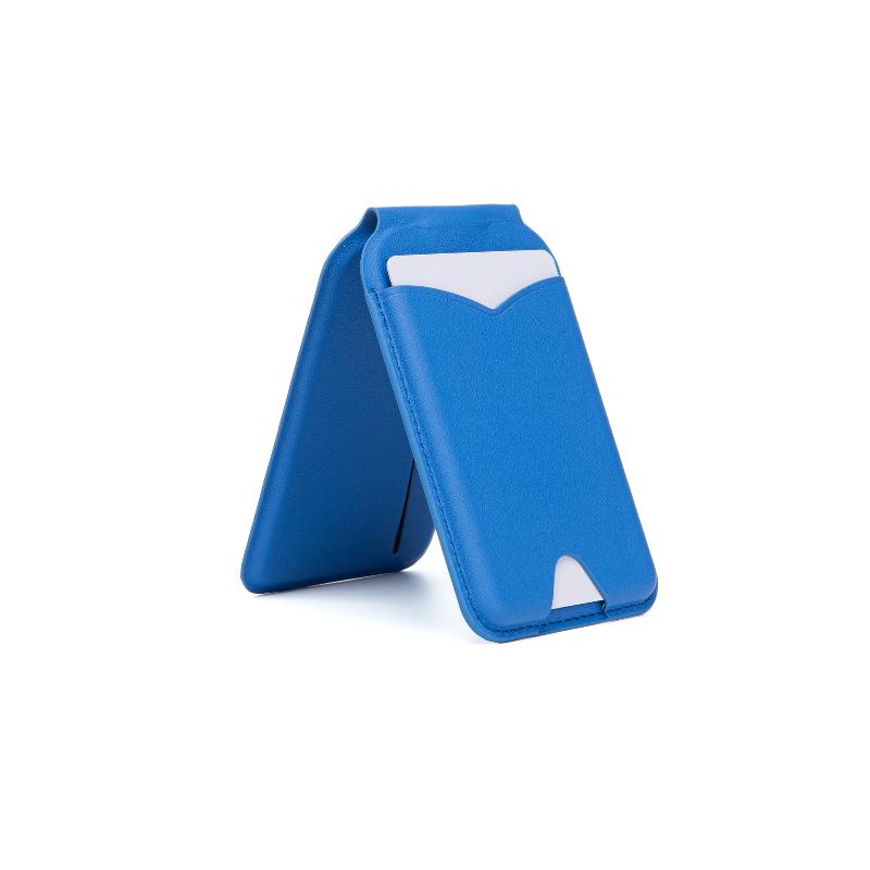 Magnetic Wallet Stand with Mirror Lightweight PU Leather Card Holder Phone Mount for Gym Sports Use
