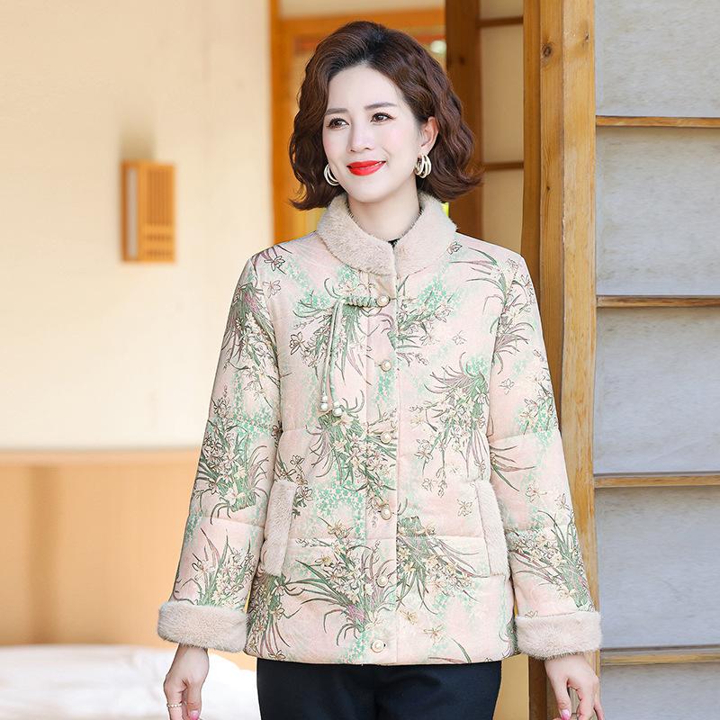 

Mom s Thickened Cotton Jacket: Short, Padded, and Velvet-Lined Outerwear for Middle-Aged Women - Perfect for Autumn, Winter, and New Year XXL