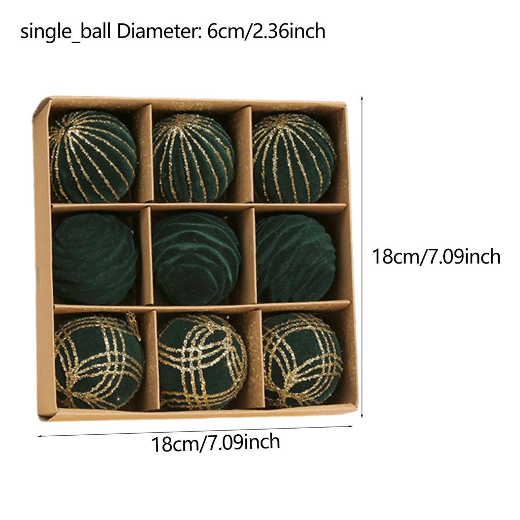 Flocked Velvet Texture Christmas Ornaments Plastic Hanging Balls Set for Xmas Tree Holiday Centerpiece Decor