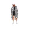 Nike Houndstooth Irregular Splicing Side Slit Full Zip Collar Long Sleeve Trench Coat Women Outerwear Black FB8273-104