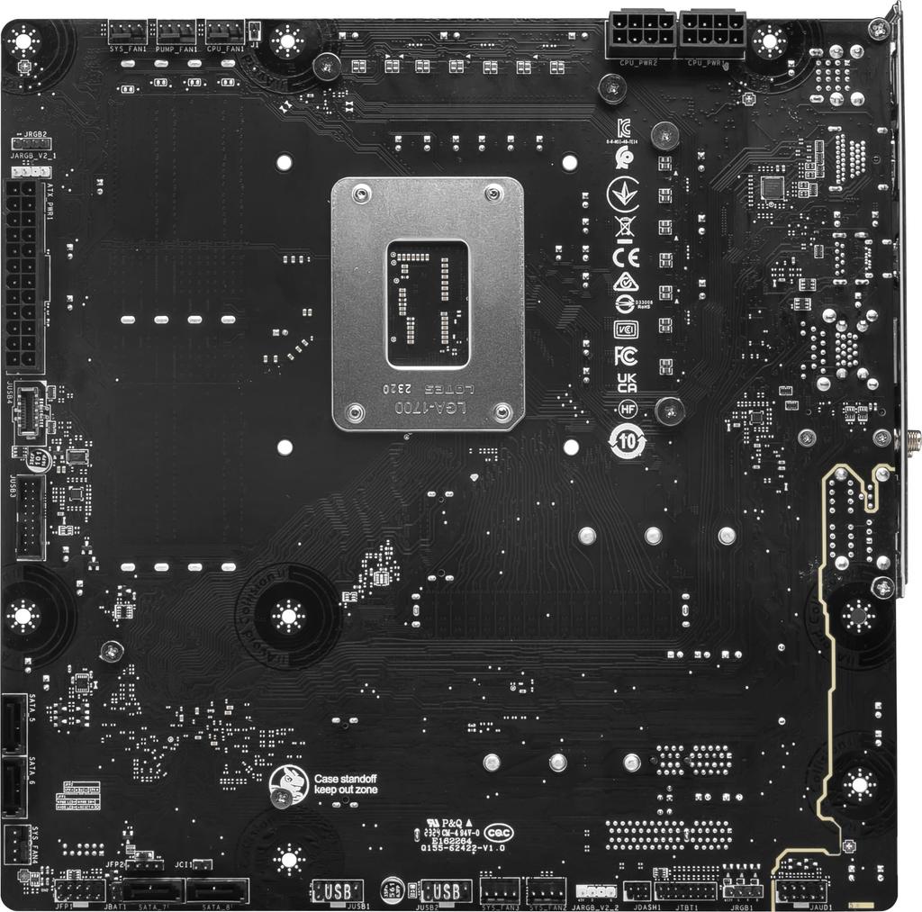 MSI B760M PROJECT ZERO Back Connect Design Intel Core-Prozessor der 13. und 12. Generation, kompatibles LGA1700 DDR5-Motherboard MB6489 14., Micro-ATX