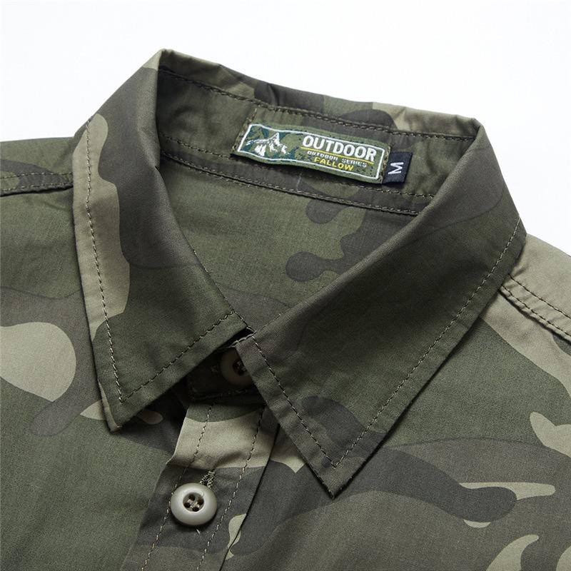 Men S Long Sleeve Loose Cotton Work Shirt Casual Outdoor