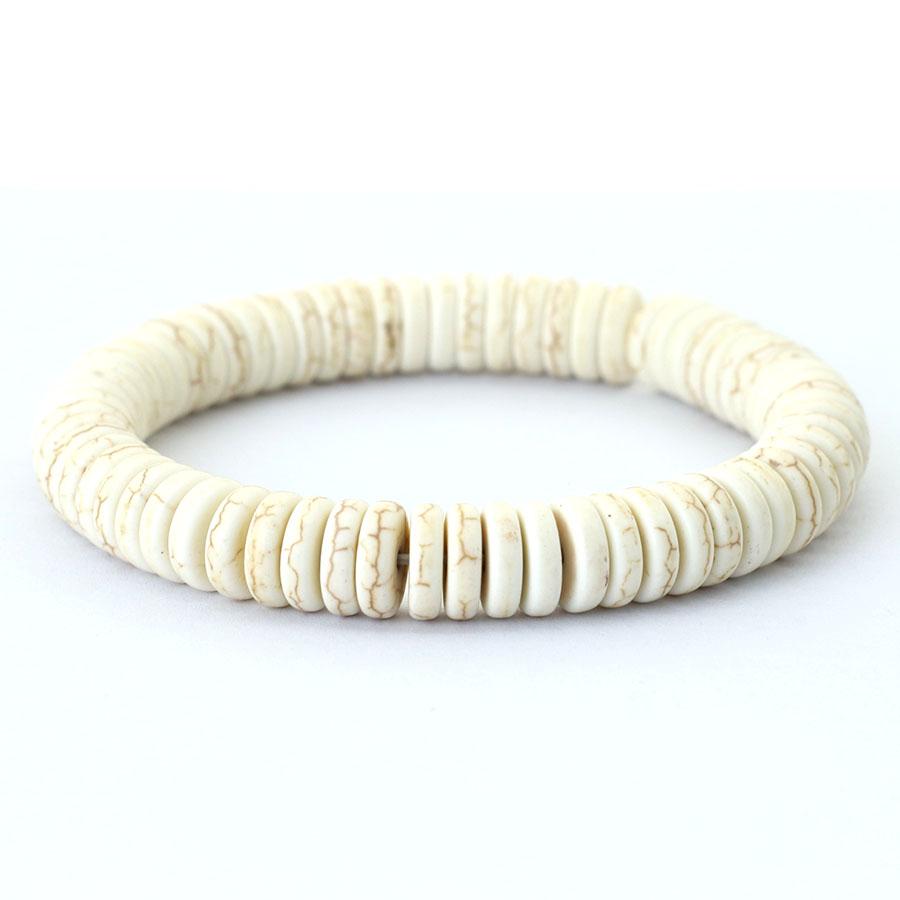 Noter Braccialetto Minimalista Bianco in Pietra di Howlite Unisex Perline Distanziatrici Rotonde 6/8/10mm Braccialetto Accessori Bohemien da Spiaggia Pulsera