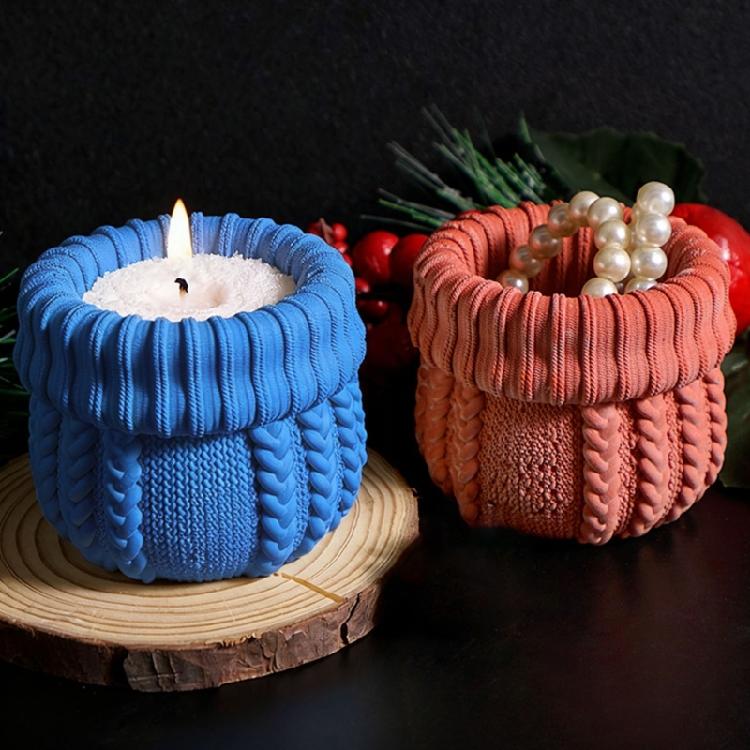Knitted Texture Silicone Candle Molds Food Grade Silicone Mould For Handmade Candle Cup Soap Chocolate Plant Flowerpot