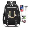 26 English Letters Black Backpack Cosplay Canvas Rucksack Children Kids Schoolbag Travel Bag Back To School Bookbag