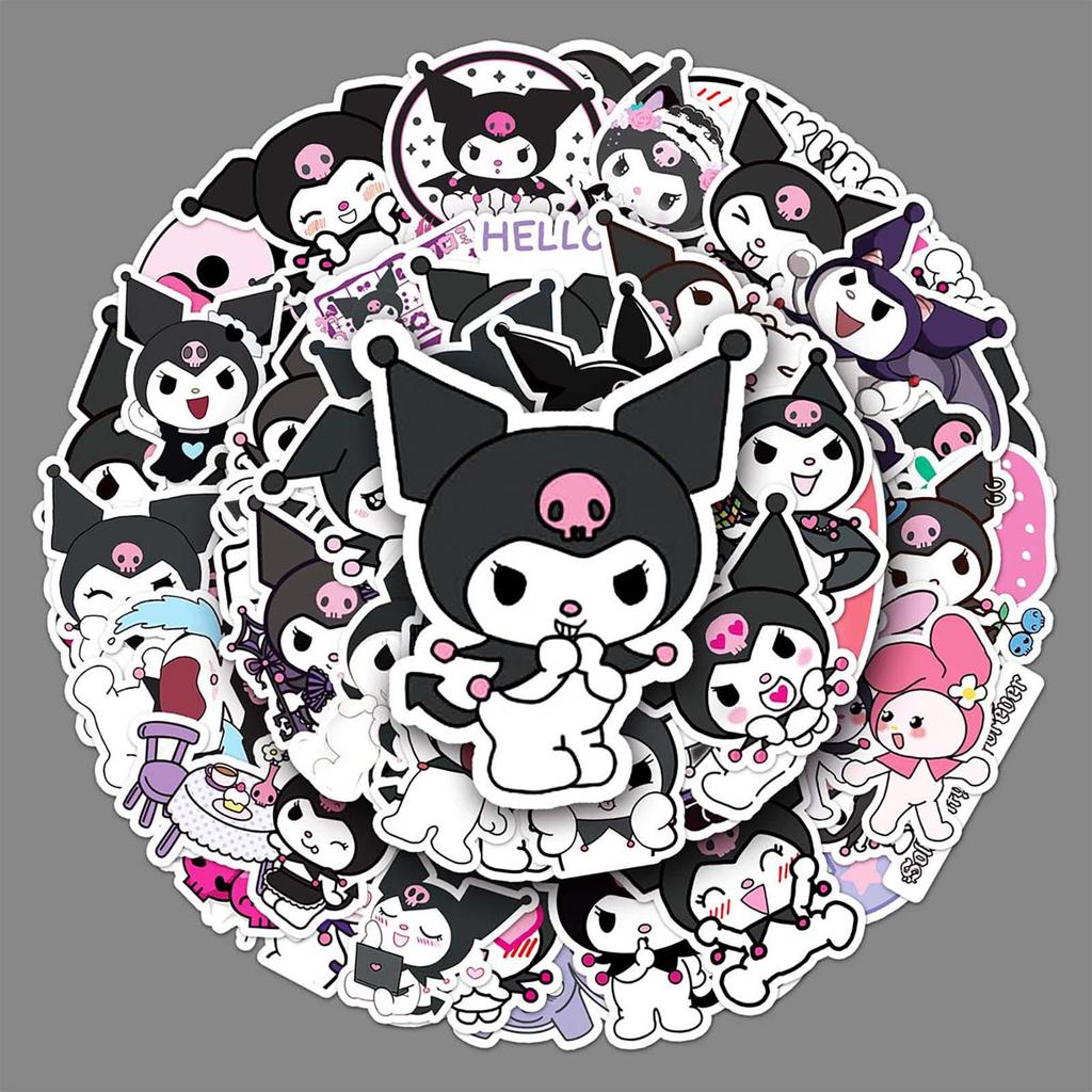 50 Cartoon Sanrio Kuromi Stickers for Kids: Graffiti, Fridge, Helmet, Laptop, Water Cup