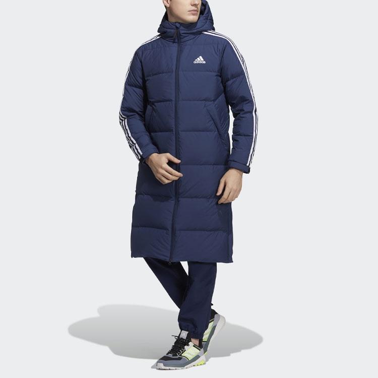 adidas Terrex 3st Long Coat Outdoor Sports Mid-Length Stay Warm Hooded Down Jacket Blue Men's H20763