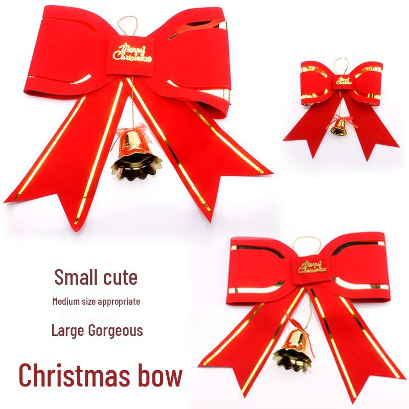 Christmas Tree Ornaments Set: Ribbon, Bells, Bows, and Tree Topper 12cm