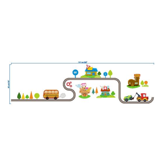 Cartoon Car Road Pattern Removable Wall Stickers DIY Art Decal Kids Room Decor