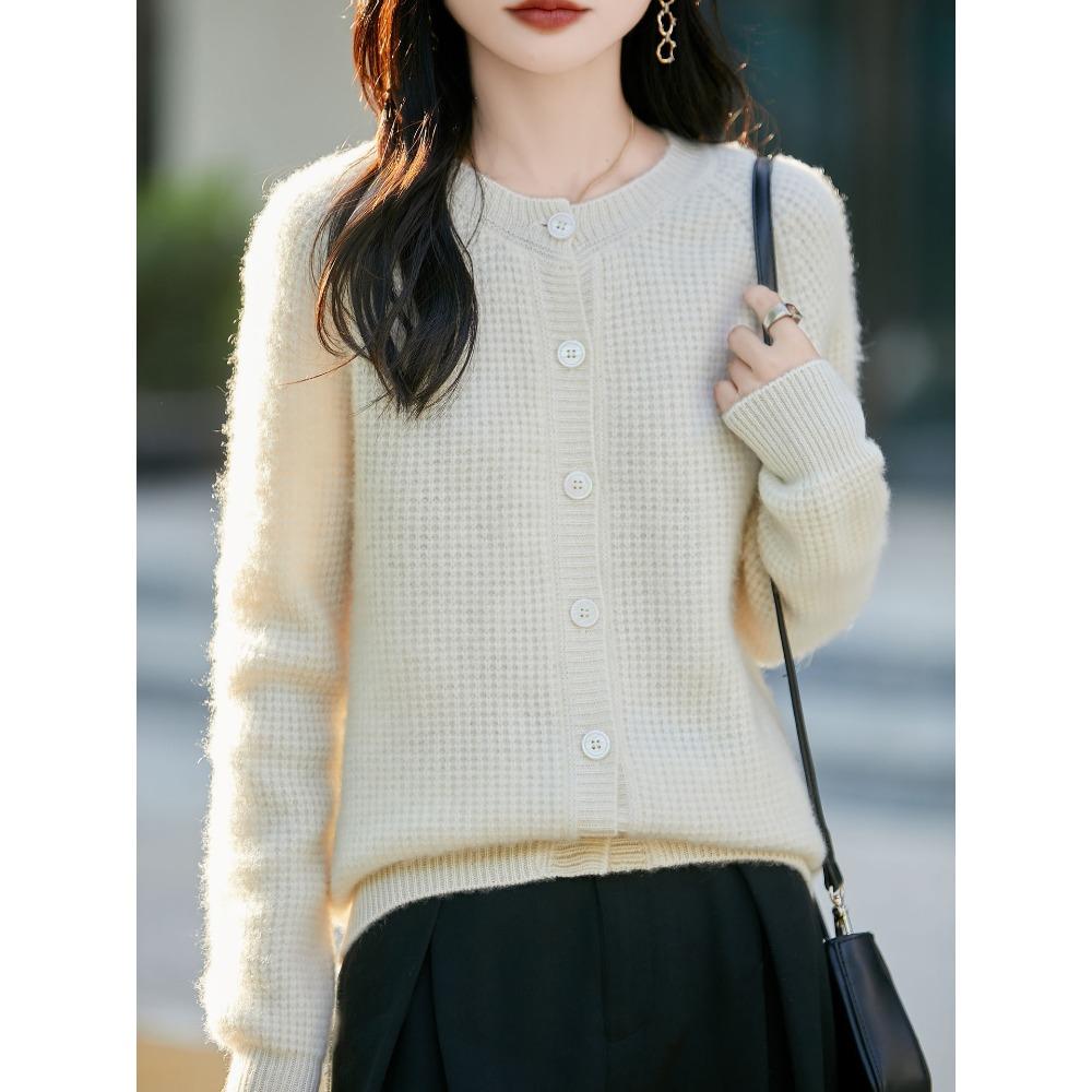 

Вязаный кардиган для женщин Толстое короткое пальто Универсальный топ для осени и зимы M белый