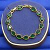 Vintage Jewelry Set For Women Green Water Drop Zirconia Gold Plated Includes Bracelet, Earrings, Pendant Adjustable Ring