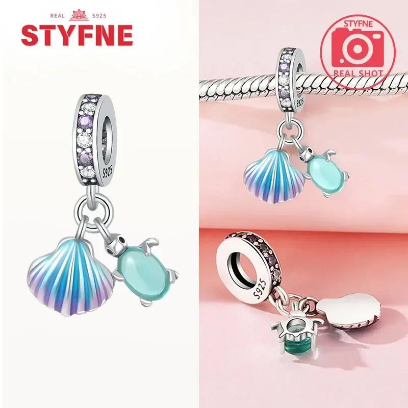 Women Bracelet Diy Fine Jewelry Gifts Original Charms Beads Copper Ocean Series Blue Turtle Starfish Shell Pendants