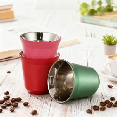 80ml Espresso Mugs Small Wine Glass 304 Stainless Steel Coffee Cups Double Wall Heat Insulated Capsule Cup Dishwasher Safe Cup