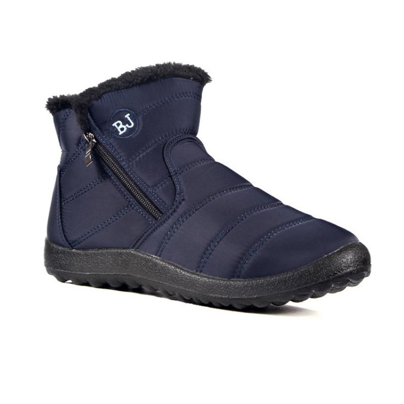 Winter cotton boots medium and old fashion zipper snow boots high flat warm cotton shoes