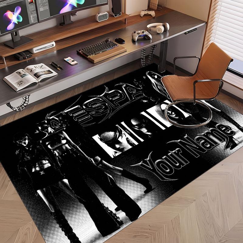 Custom Name Crystal Velvet Rug,aespa Comfortable Anti Slip Floor Mat For Room Decoration