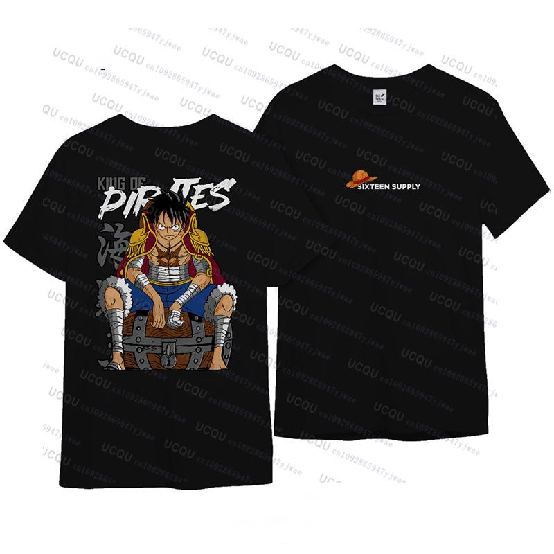 ONE PIECE Joint Short-sleeved T-shirt Luffy Gear5 Print Cotton Tee Men's Women Oversize Fashion Bandai Cosplay Tshirt Kid/Adult