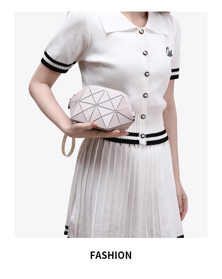 2025 Geometric Diamond Lattice Crossbody Shell Bag with Coin Purse
