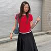 [Matinkim] COLOR POINT LAYERED TOP FOR WOMEN IN RED
