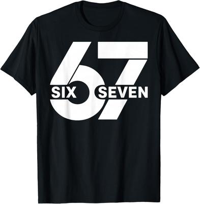 Herren Damen Lustig 67 Meme Sechs Sieben T-Shirt Streetwear Baumwoll-T-Shirt Übergroß Locker Lässig Locker Unisex T-Shirts Top Kurzarm