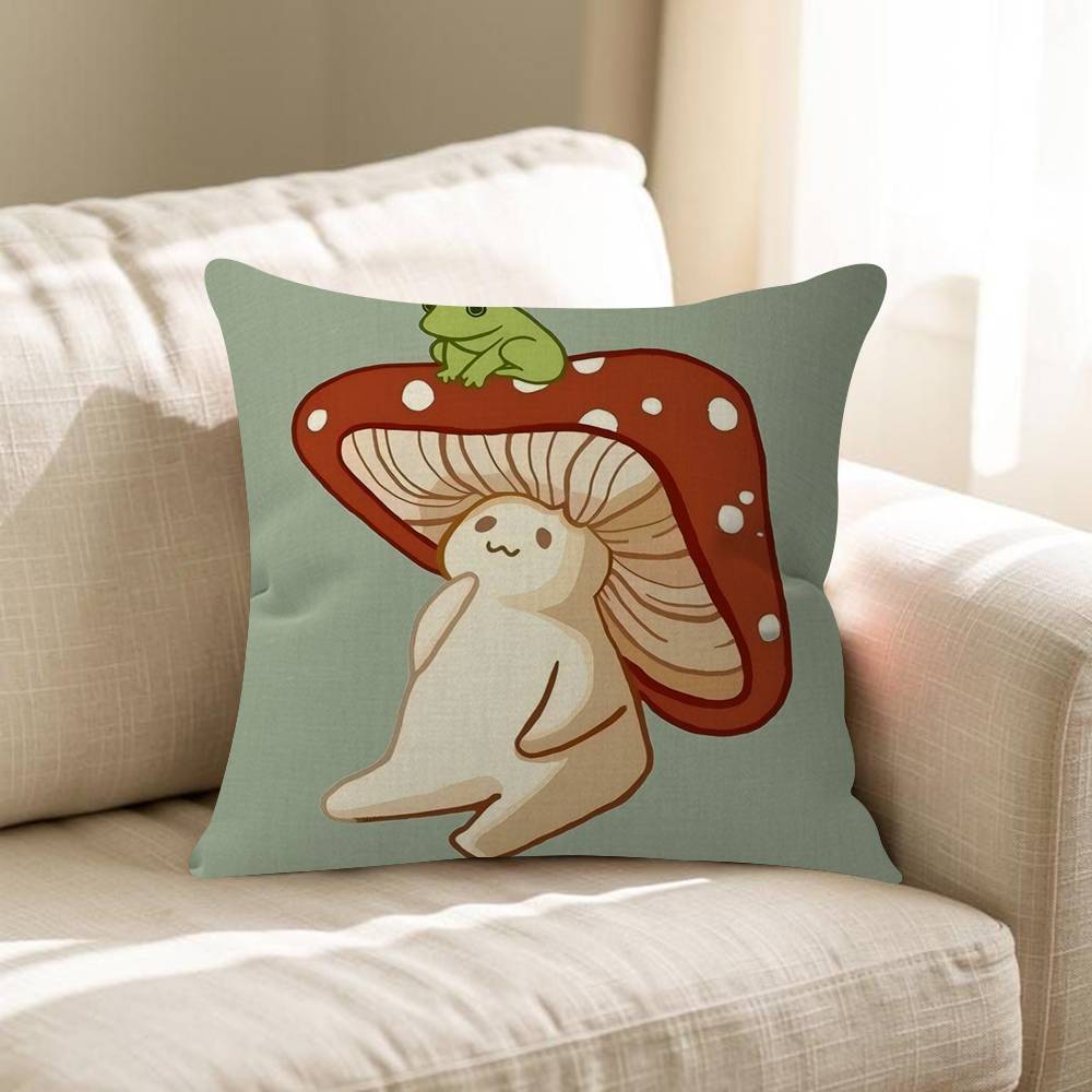 Cartoon Frog Mushroom Pillowcase Toon Gift Cushion Cover Bedroom Home Sofa Chair Seat Decor Pillow Case
