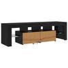 TV Cabinet with LED Lights Black Oak Effect 140 X 36.5 X 40 Cm