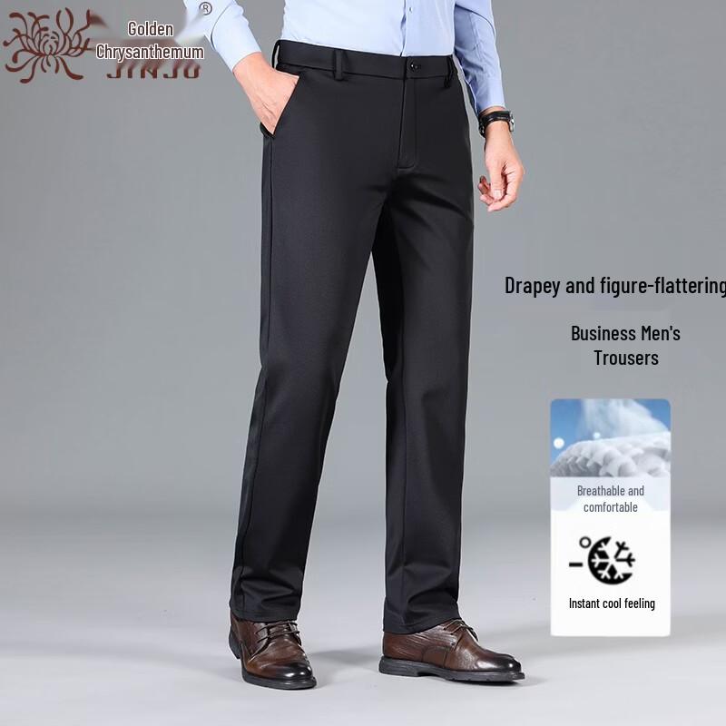 

Men s Ice Silk Straight-Leg Business Casual Pants 42
