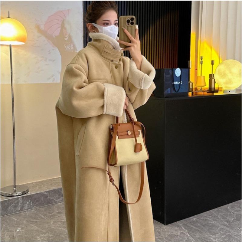 Double-sided Suede Lamb Wool Coat Women's Winter Thickened Fur Integrated Medium and Long Imitation Fur Coat Fashion