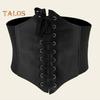 Women Lace-up Corset Wide Elastic Waist Belt Faux Leather Slimming Body Waistband Dress Shirt Decoration