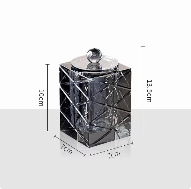 Bathroom Crystal Glass Toothpick Dispenser, Cotton Swab Box, Toothpick Holder, Dental Floss Storage Jar Teeth, Household Items