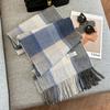 100% Wool Knitted Scarf Unisex Winter Warm Accessory Classic Plaid Long Neck Wrap Men Women