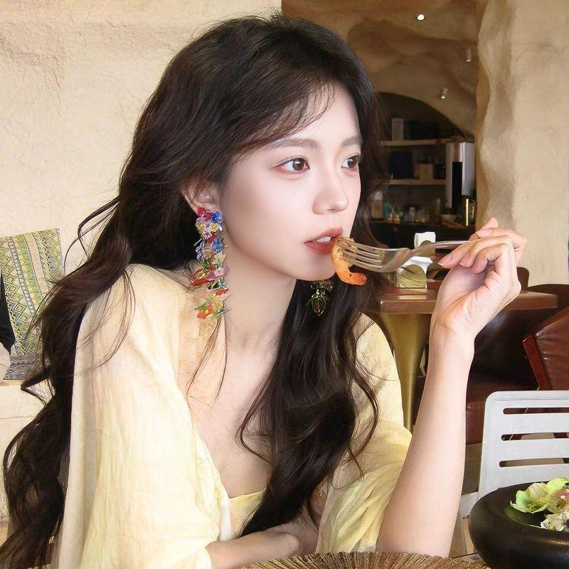 

Summer Vacation Style Color Flower Beaded Earrings for Women Special-Interest Design Tassel Unique Earrings Seaside Exaggerated Earrings Flower beaded earrings [with ear holes to wear]]