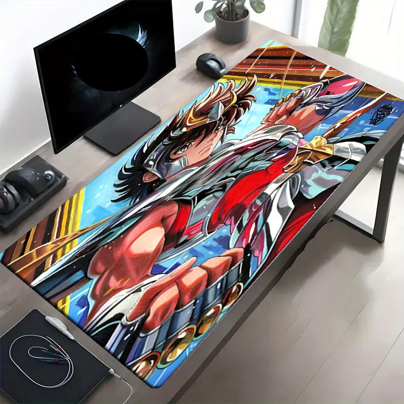 Saint Seiya Print Mouse Pad, Anti‑Slip Desktop Keyboard Mat, for PC Laptop Gaming Working Daily Use, Cool Festival Surprise Gift
