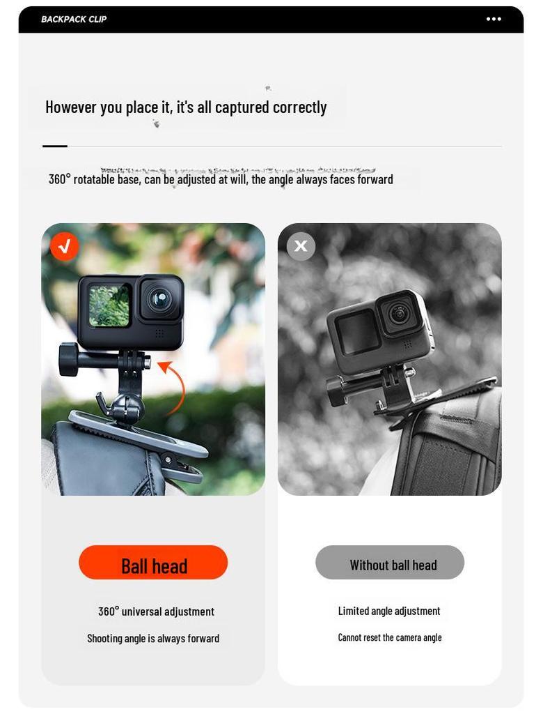 Gopro13 Magnetic Backpack Mount for 360 x4/x3/Acepro/DJI Action 5/4