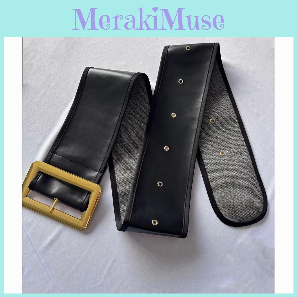 Women Pu Wide Leather Belt With Alloy Pin Buckle For Dresses Outerwear And