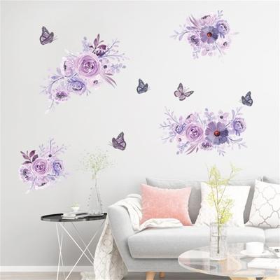 Wall Sticker Elegant Durable Delicate Attractive Buttery Floral Pattern Decal for Bedroom