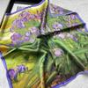 Oil painting purple iris flower print 111 mulberry silk silk scarf women's summer versatile silk 11cm small square scarf batch