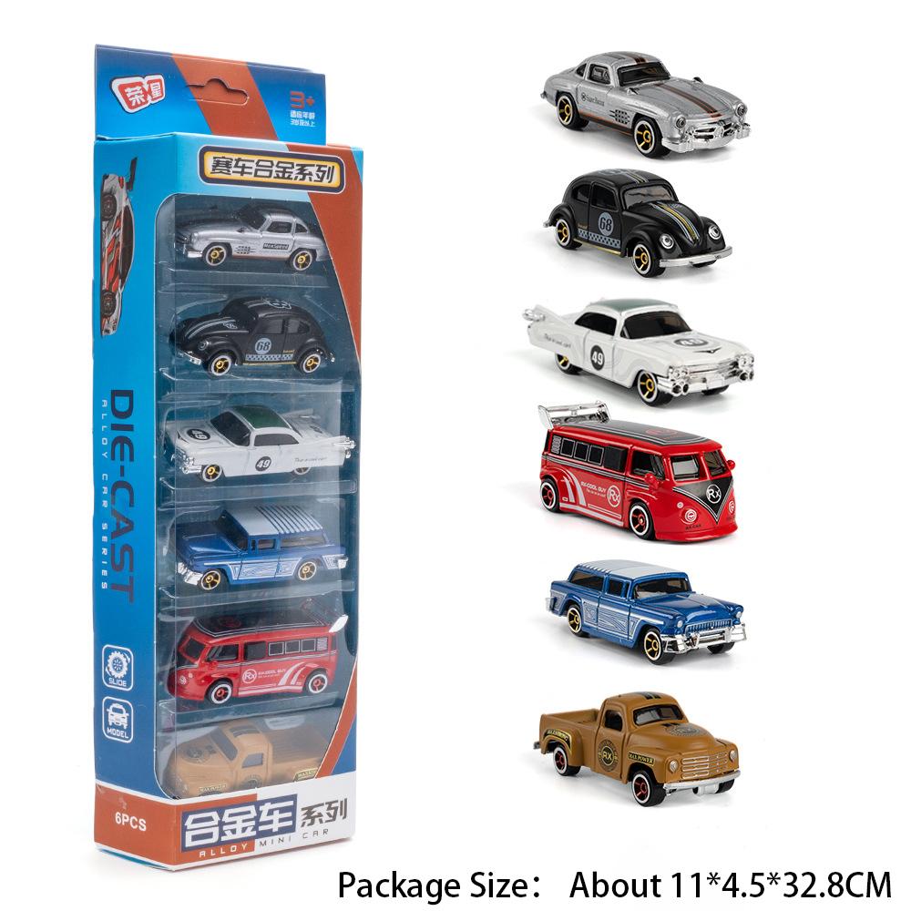 1:64 Vintage Car Alloy Diecast Racing Cars Series Miniature Model Toys Rubber Tires Sliding Forward Vehices Boy Gifts Collection